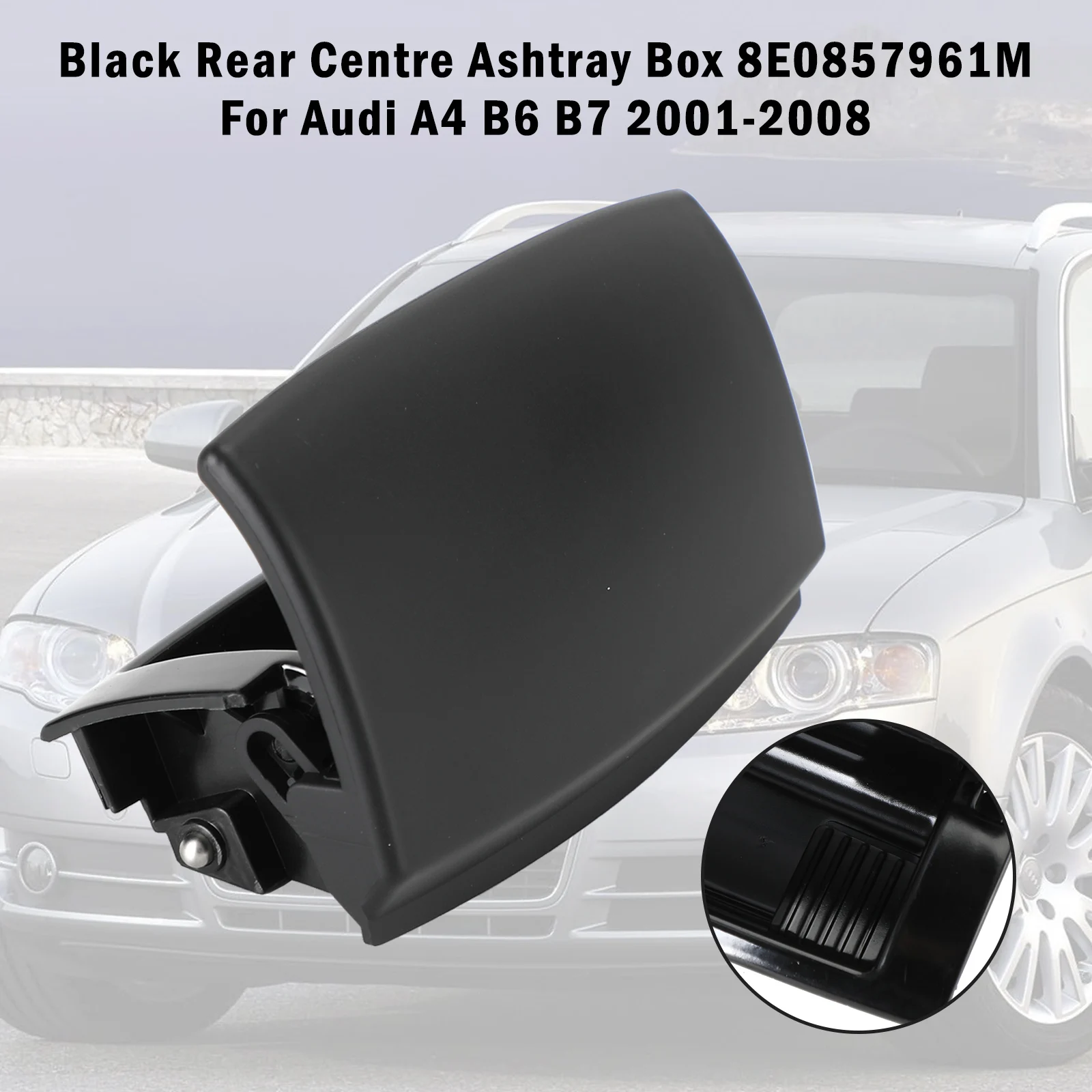 Artudatech Black Rear Centre Ashtray Box 8E0857961M For Audi A4 B6 B7 2001-2008 Car Accessories