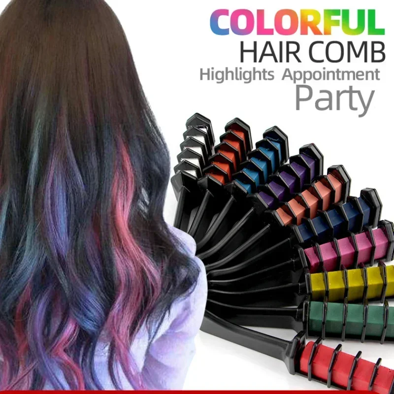 New Hair Chalk Comb Set For Kids Temporary Washable Hair Dye Comb Toy Pretend Play Makeup Gift For Girls