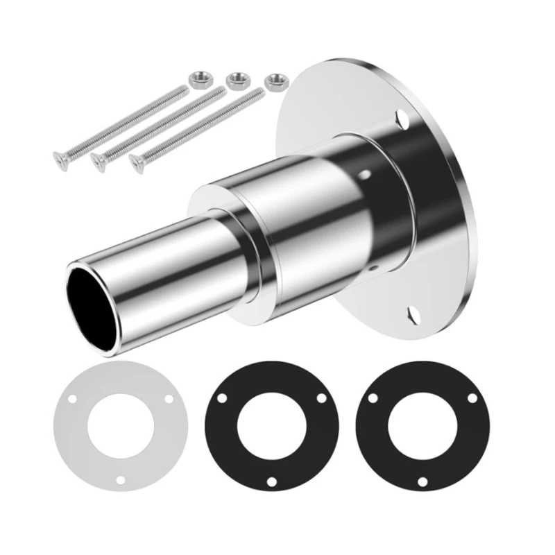 24mm Boats Hull Exhaust Pipe Thru Wall Tube Pipe Socket Hardware Fitting with 3 Screws Crafted from Stainless Steel