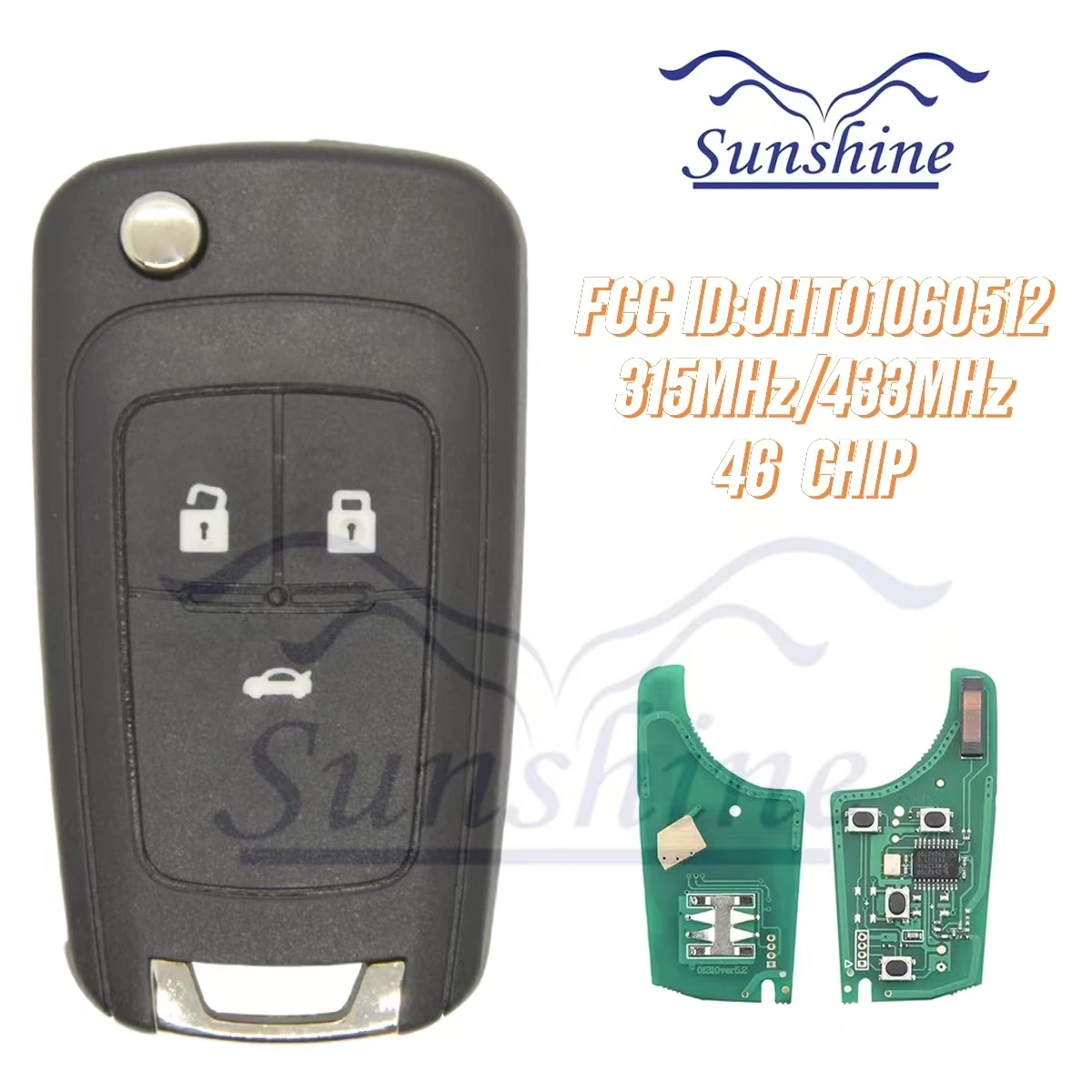 

Sunshine car key OHT01060512 Flip Key Remote Start for Chevrolet Cruze Impala SS for Opel GMC 2011-2019 315MHz/433MHz ID46