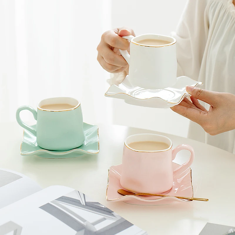 Europeanstyle Exquisite Heat-resistant Ceramic Mug, Stylish, Safe and Harmless Coffee Cup and Saucer Set for Home and Office Use