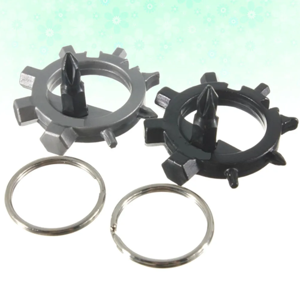 2Pcs Bike Repair Tool 12-in-1 Multi-Purpose Screwdriver with Keychain Portable for Riders Silver and Black Bike Repair Tool