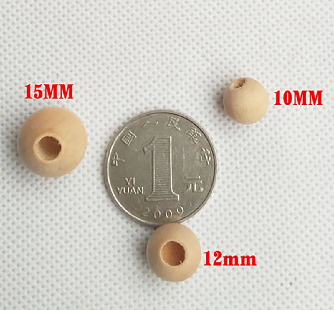 Dia 4/6/8/10/14/20/25/30/35/40/50/60mm Hole Wooden Balls Natural Solid Wood Beads Round DIY For Jewelry Making Handmade