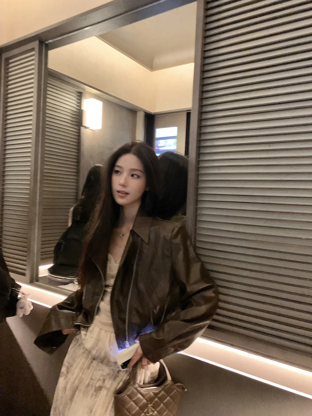 YOLI ort เสื้อแจ็คเก็ตหนังสีน้ำตาลกาแฟ แฟชั่นสำหรับผู้หญิง สไตล์ไบค์เกอร์ ให้ความอบอุ่น เหมาะสำหรับการเดินทาง เสื้อคลุมตัวนอกทรงตรง