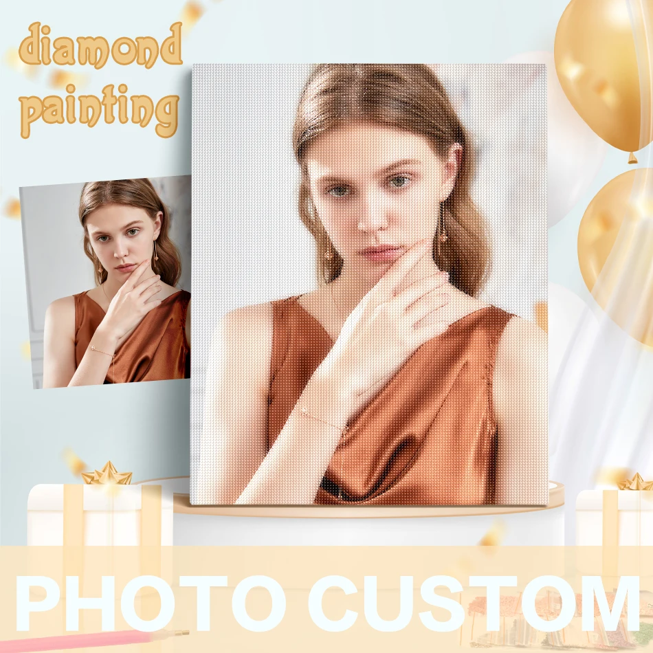 

Diamond Mosaic With Your Own Photo Diamond Painting Full Square Round Customizable Decoration Living Room Holiday Gifts