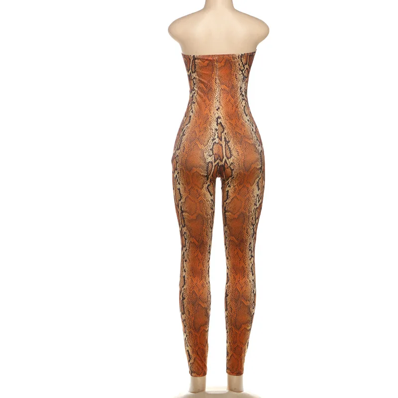 بدلة قفز مثيرة بدون حمالات مطبوعة على شكل ثعبان للنساء Y2K 2025 حلقة معدنية مجوفة صيفية قابلة للتمدد ملابس منتصف الليل للنشاط محب #5