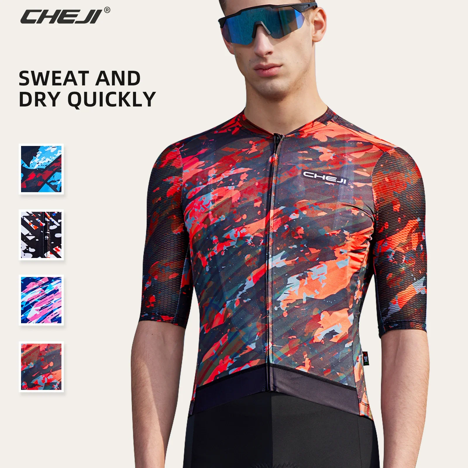 CHEJI 2024 Neues Radtrikot für Herren, Sommer, kurzärmelig, Sport, Mallot, Bicicleta Hombre, schnell trocknend, atmungsaktiv, Anti-Schweiß, Summ