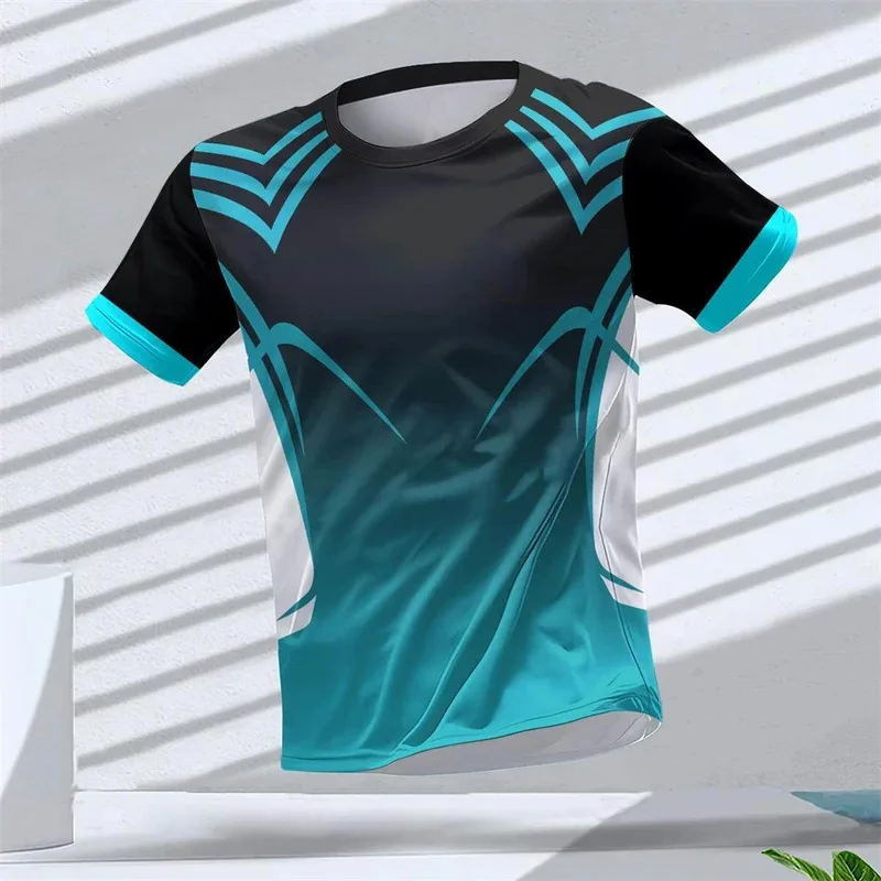 Camiseta transpirable de secado rápido para hombre, ropa deportiva para correr al aire libre, fitness, manga corta, informal, con cuello redondo, para gimnasio, verano