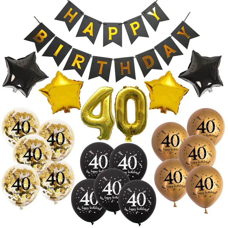 1set 30. 40. 50. 60. Papier Banner Latex Ballon Alles Gute Zum Geburtstag DIY Erwachsene Geburtstag Home Party Hintergrund Dekoration liefert – Detail 3
