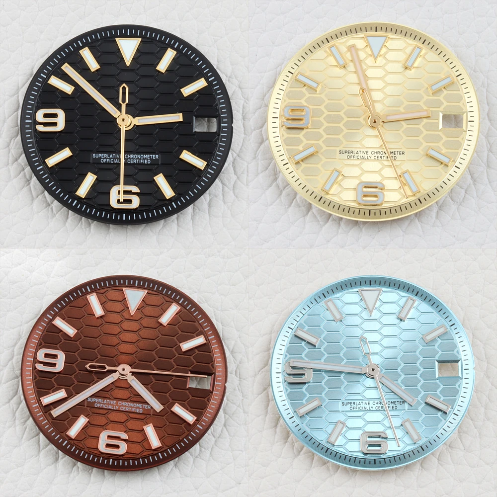 

NH35 Watch Dial and Hands Blue Luminous 28.5mm Watch Face For NH35 NH36 Movement Land-Dweller Dial Watch Replacement Parts