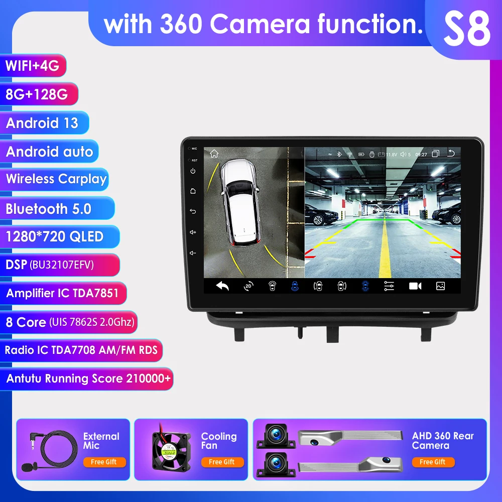 2din 9 "Android 12 Autoradio Voor Opel Corsa D 2007-2012 Hatchback Van Auto Multimedia Radio Speler Navi Gps Carplay Autoradio - afbeelding 1