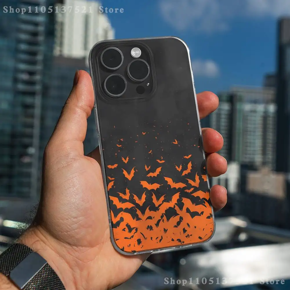 Готический чехол для телефона с летучей мышью вампира для iPhone 17,16,15,14,13,12,11 Pro,Max,Plus,X,XS,XR,SE4,E Mini, прозрачный мягкий чехол