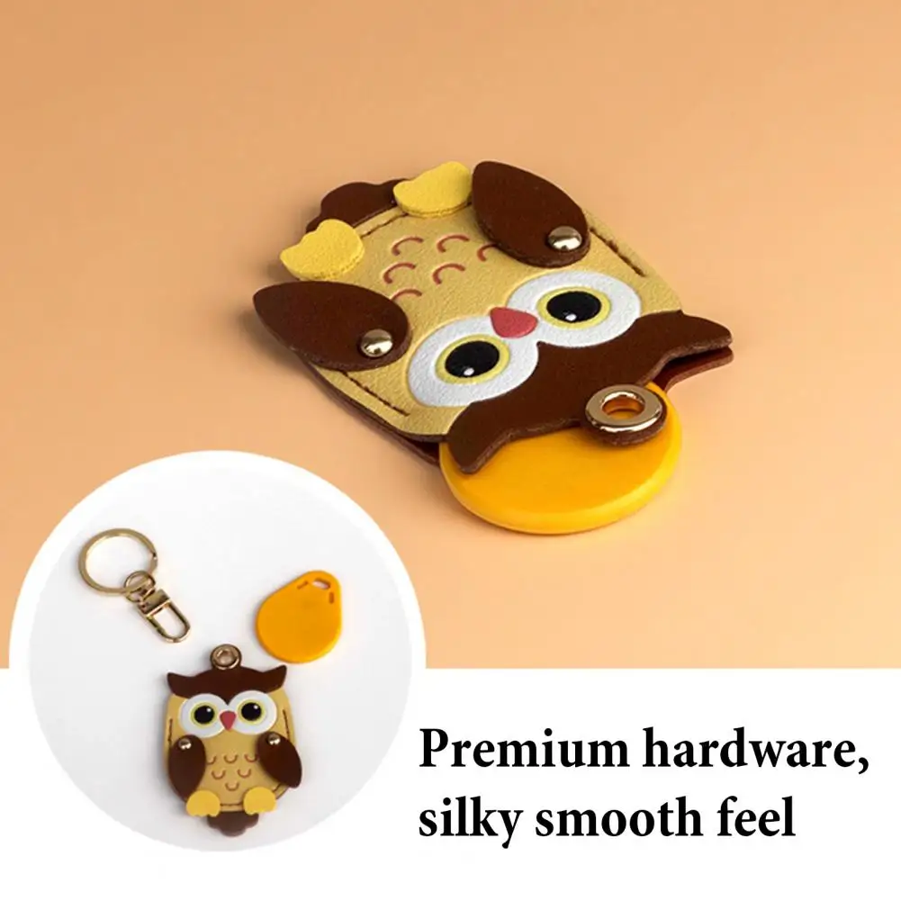 Keychain Pendant Cartoon Owl Charm Card Holder Faux Leather Access Card Case Decorative Keychain Accessory Decorative Keychain A view 2