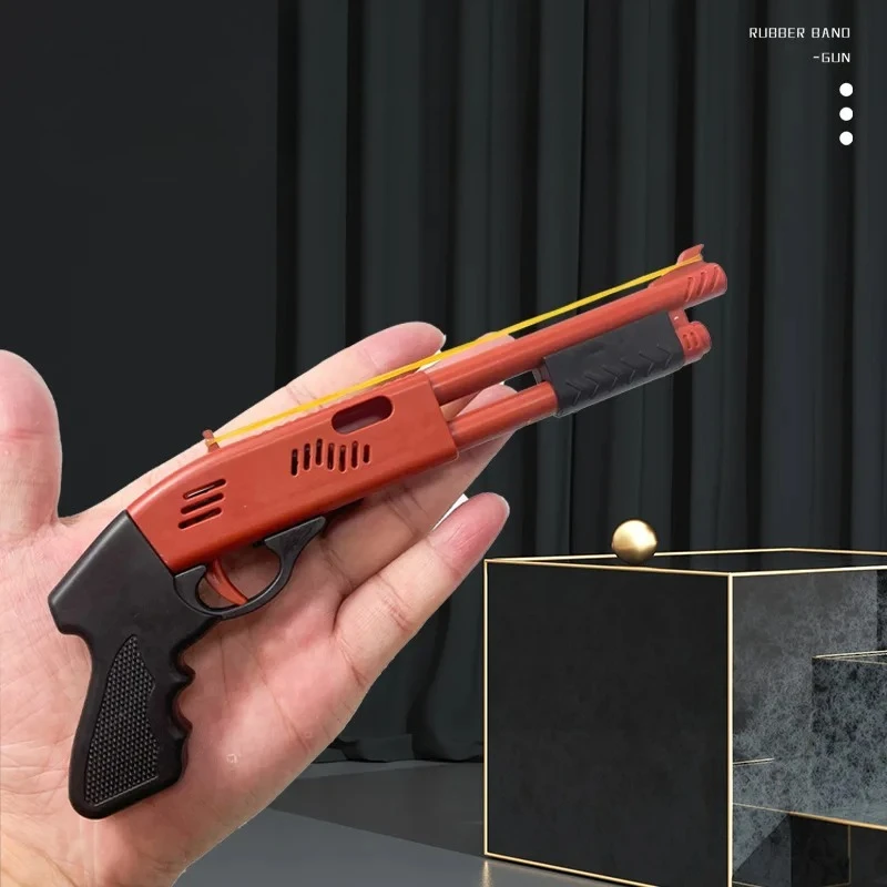 Doppelrohr-Gummibandpistole mit manuellem Rückzug für Outdoor-Spiele, sicheres Schießspielzeug, Sammlerstück, PUBG-Spielzeugmodelle – Detail 4