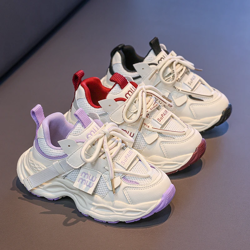 

Fashion children's dad shoes 2026 spring new girls soft sole leisure shoes mesh breathable boys single shoes