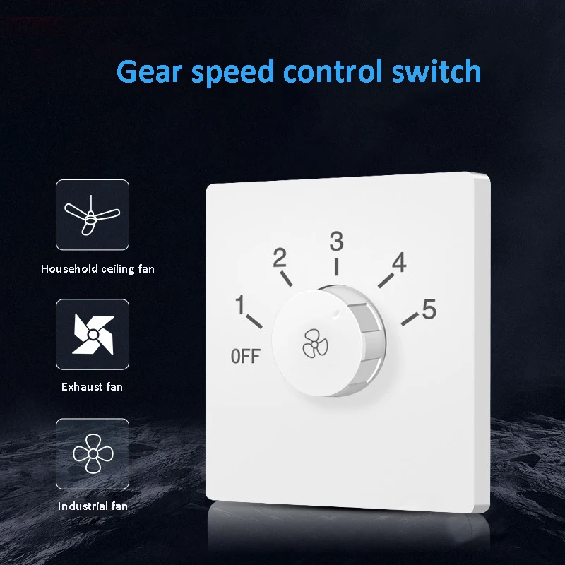 Universal Concealed Ceiling Fan Speed Controller Fan Speed Control Switch Five-speed Electric Fan Switch Square переключатель