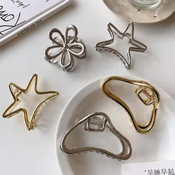 YHJ New Metal Alloy Hair Claws Clips Minimal Design Stars Clouds Flowers Crab Claw Clip Hair Accessories for Women Girls