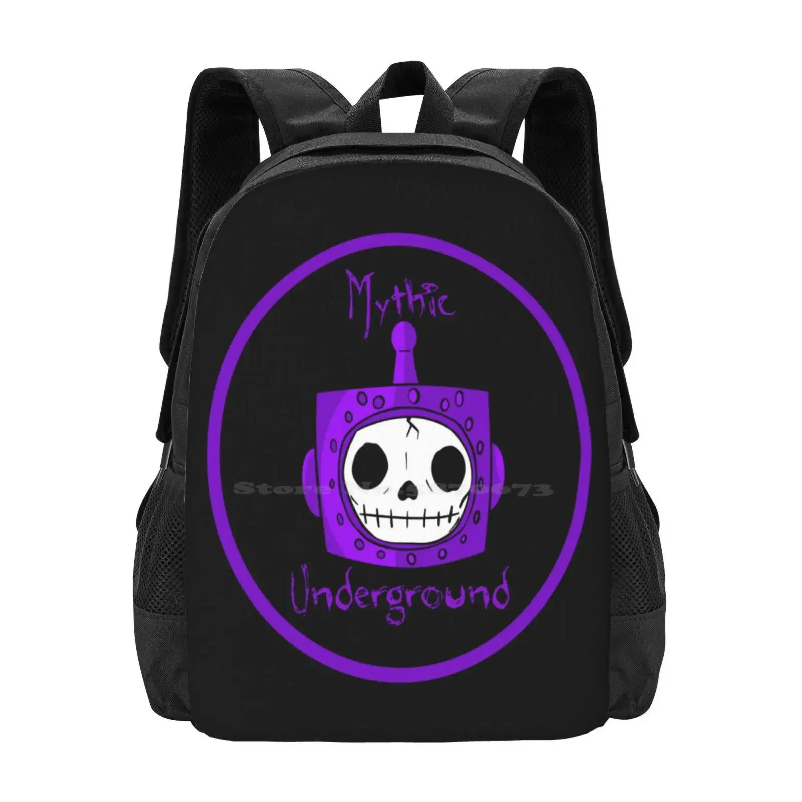

Mythic Underground Circle Skullbot Logo Hot Sale Schoolbag Backpack Fashion Bags Mythicunderground Logo Robot Skullbot Music