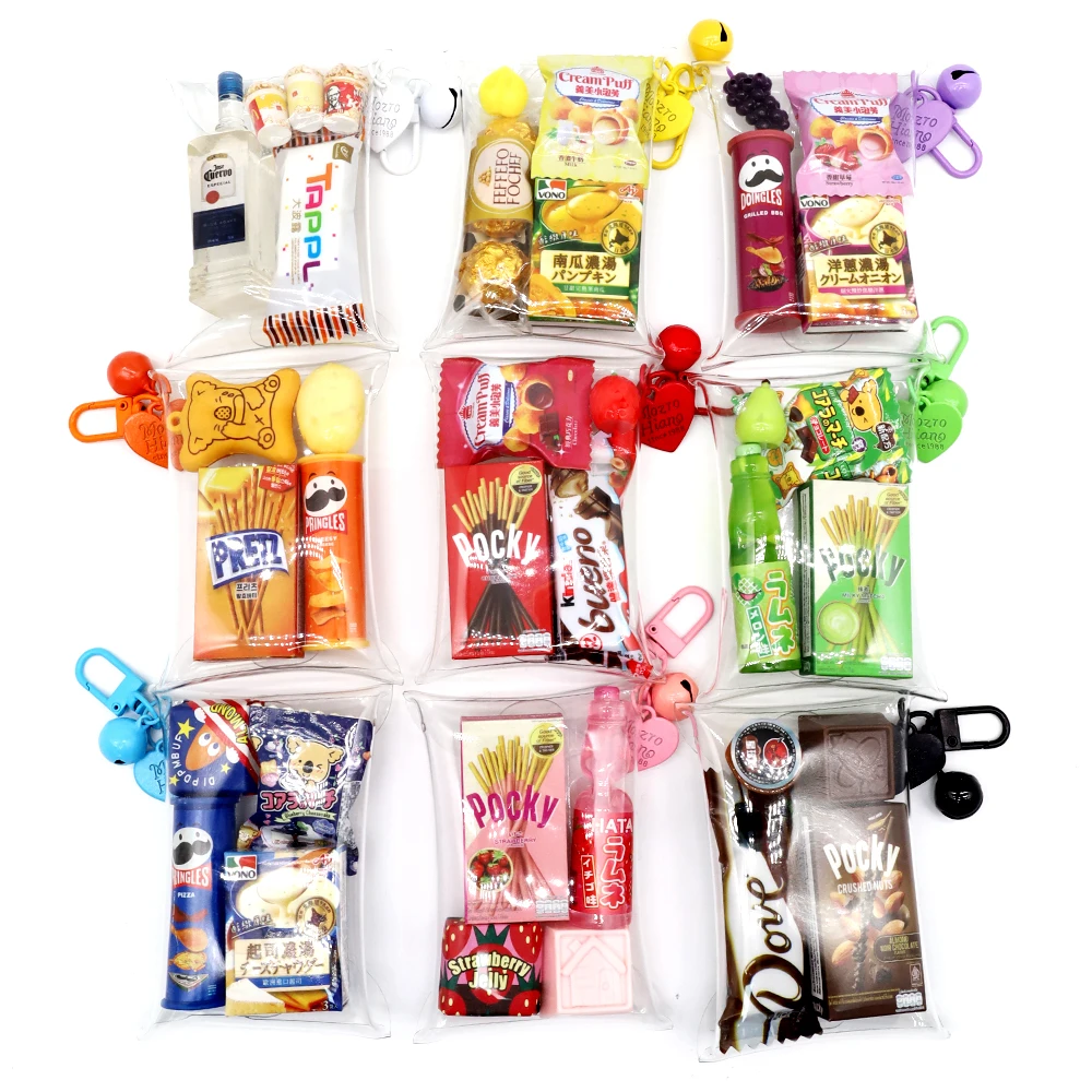Llavero japonés con bolsa de huevos retorcidos DIY | Mini colgante de bolsa de comida y juego | Colgante de bolsa de almacenamiento de huevos retorcidos caseros de color arcoíris