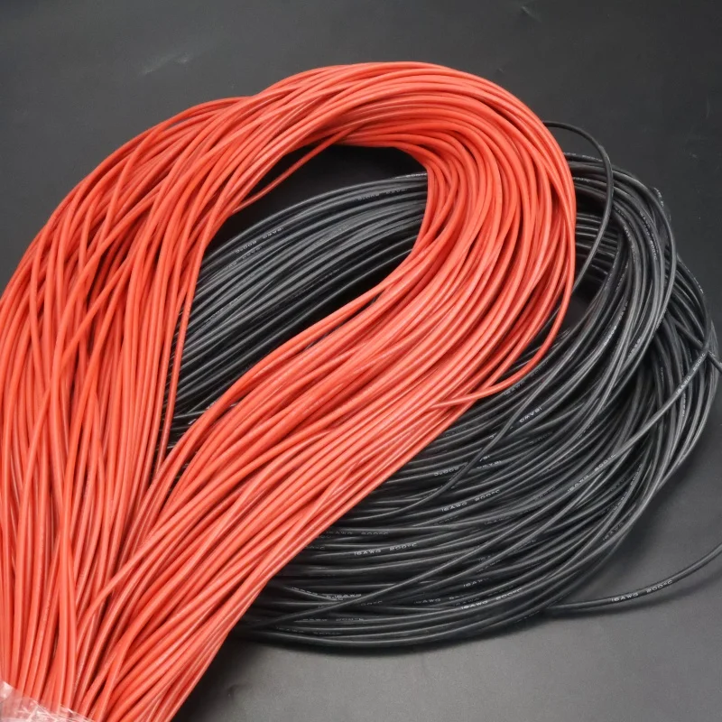 Silicone wire 8 10 12 14 16 18 20 22AWG heat resistant soft silicone rubber silicone cable (1 meter red 1 meter black)
