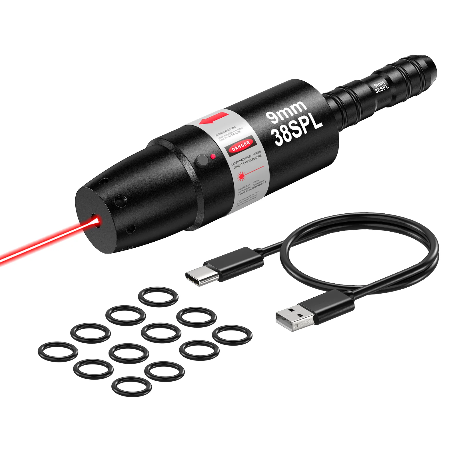 9mm/.38 SPL Dual-Purpose Dry Fire Red/Green Laser Training System with Type-C charging, offering smart and convenient training.