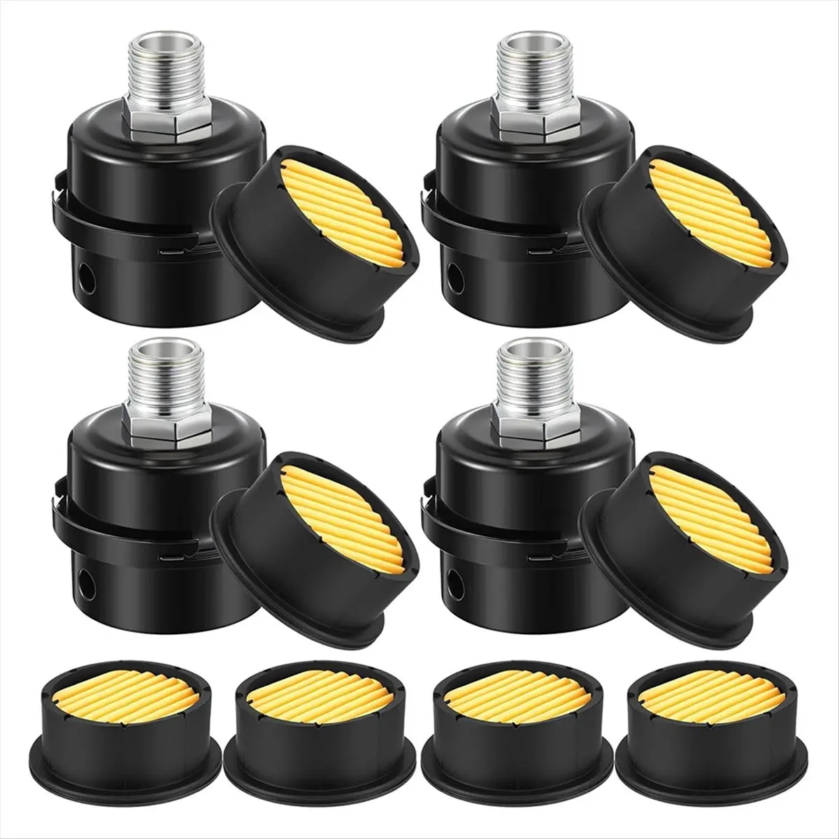 BHBL 4 Air Compressor , 1/2inch Air Compressor Intake Filter Silence and 20mm Filter Noise Muffler Replacement Parts