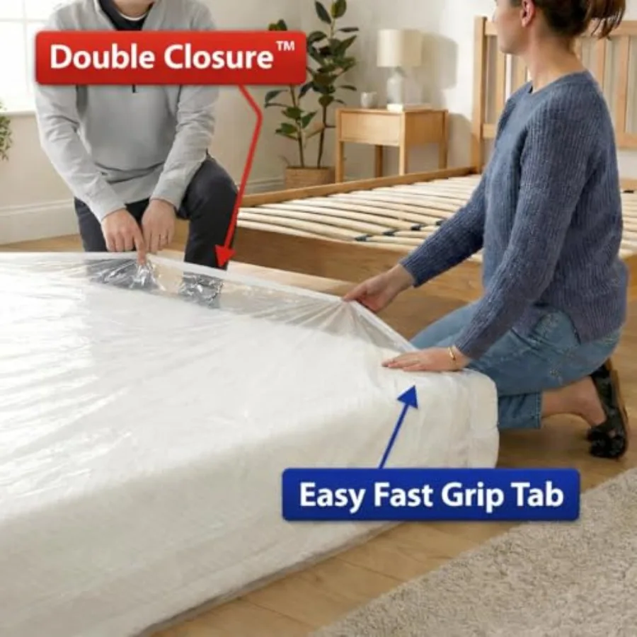 Hefty Mattress Bags for Moving - Size Heavy Duty and Water Resistant Vacuum Compression Mattress Bag, Storage Protection Mattre