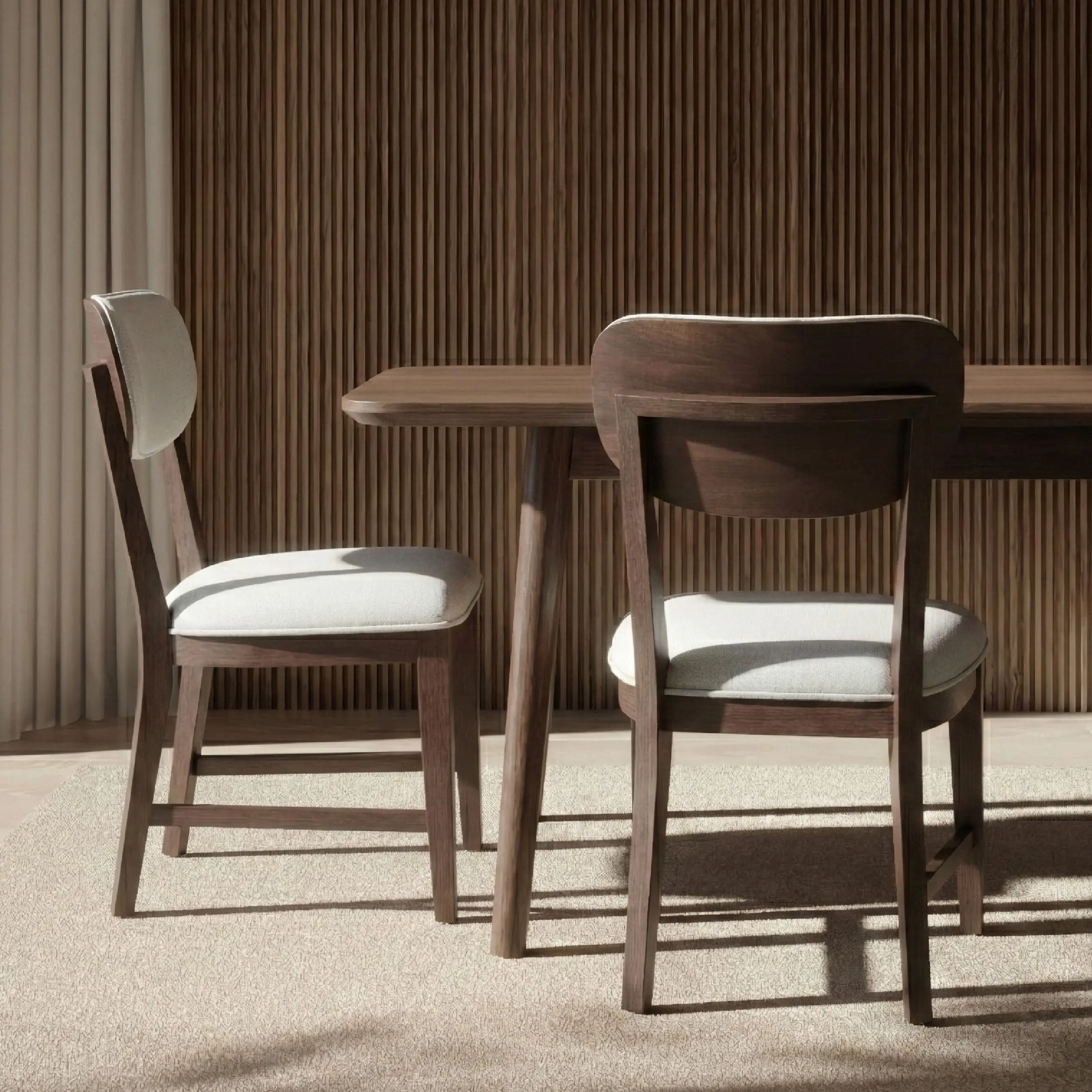 Solid Wood Dining Chairs Set of 2, Mid Century Modern Upholstered Kitchen Chairs with 3.3