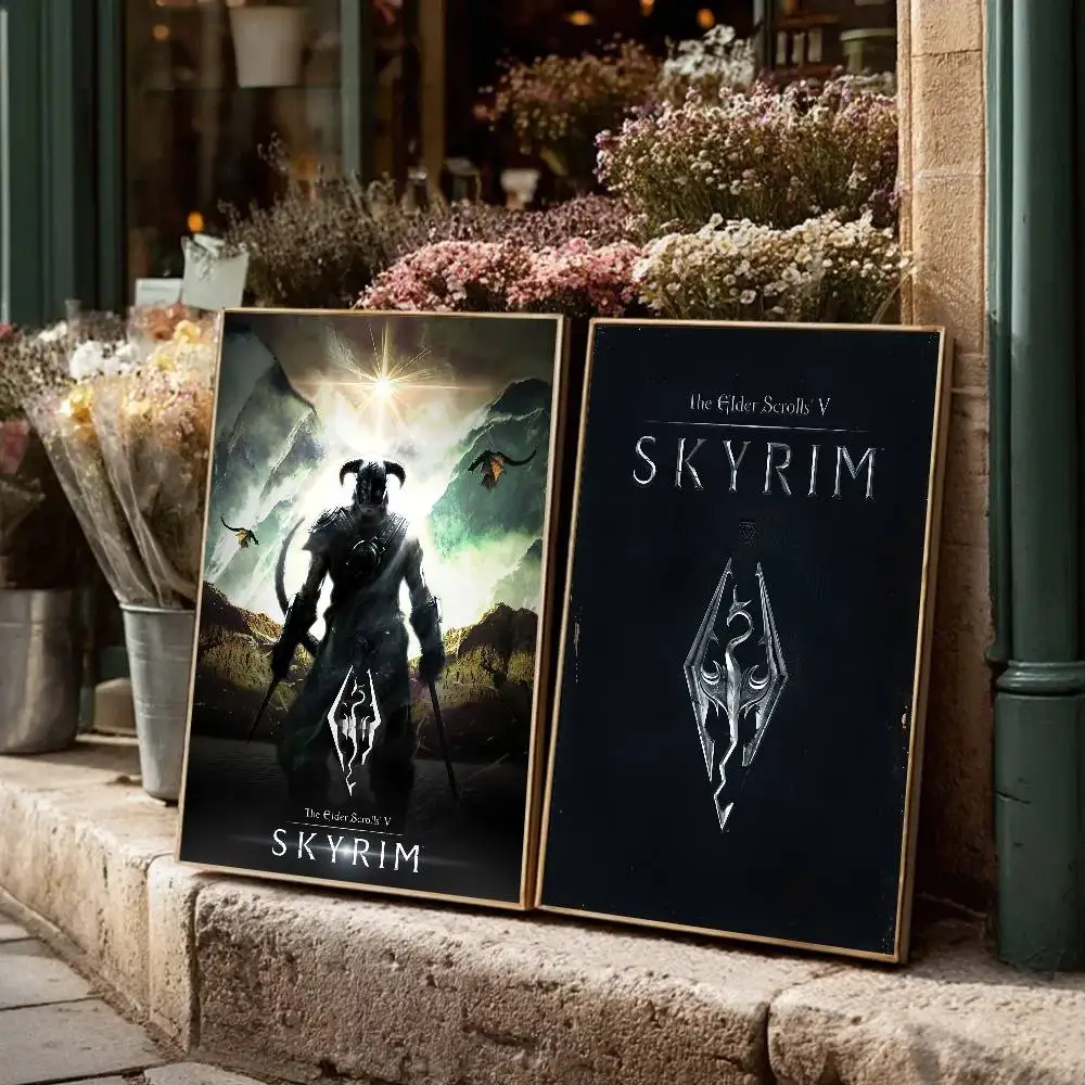 T-The Elder Scrolls V Skyrim ملصق HD الفن لزجة جدار مقاوم للماء غرفة المعيشة المنزلي غرفة نوم بار الديكور الجمالي #5