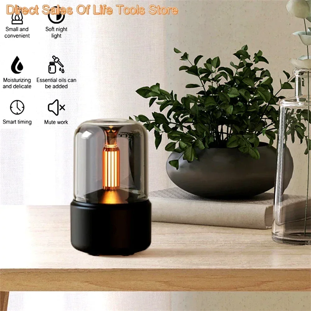 120ML Candlelight Aroma Diffuser Portable Mini USB Air Humidifier Mist Sprayer LED Night Light Essential Oils Diffuser