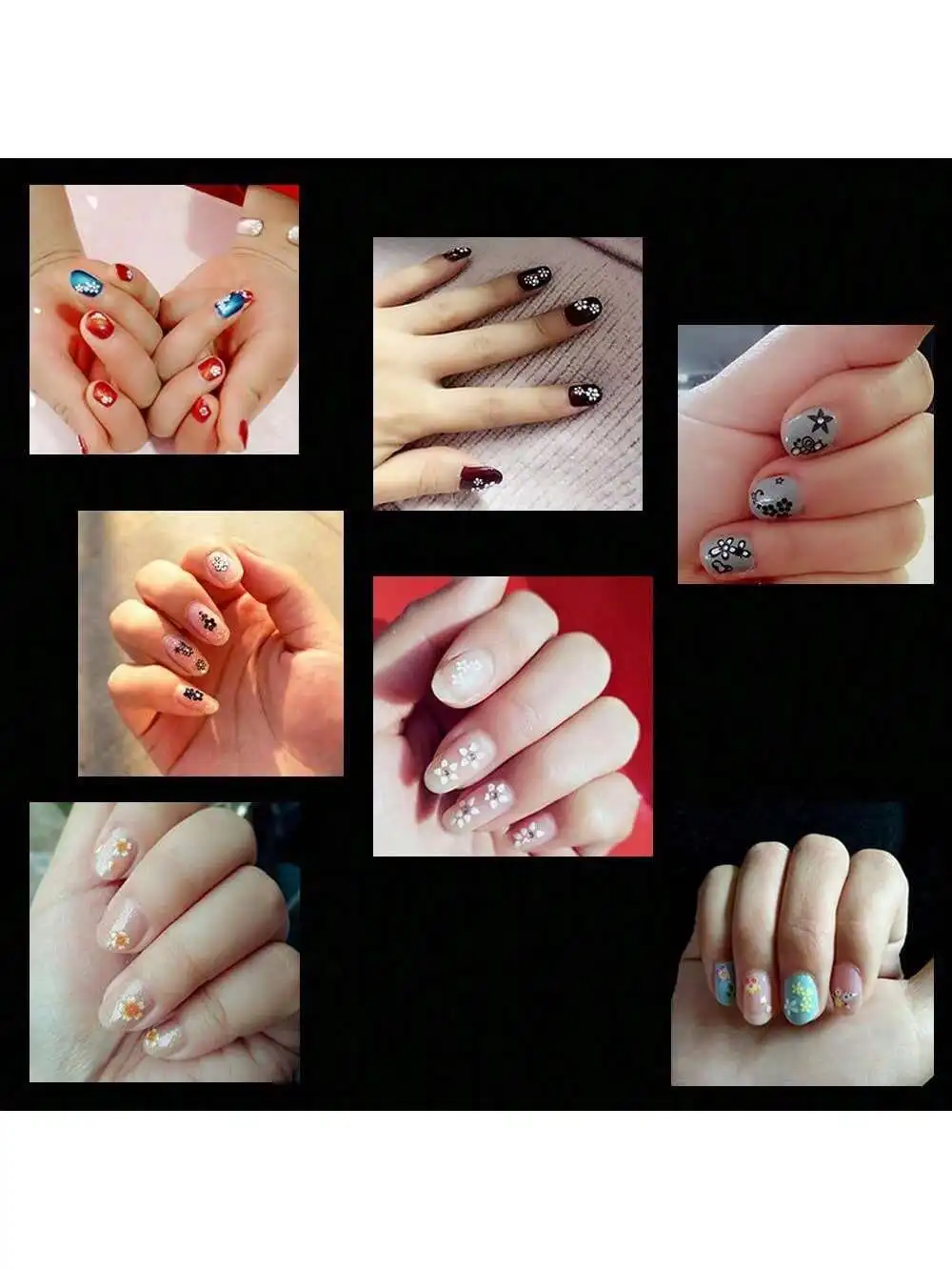 90枚入りミックス3Dミニフラワーネイルアートステッカー、女性と女の子のためのネイルアート用品、粘着式ネイルアートデカール