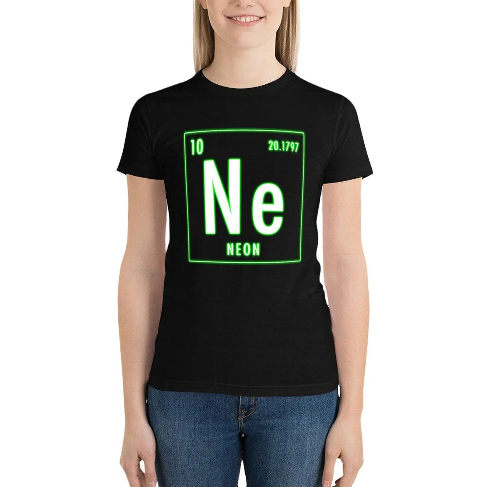 NEON PROFESSOR QUÍMICO ESTUDANTE T-shirt para mulheres, roupas de treino, blusa solta Fit