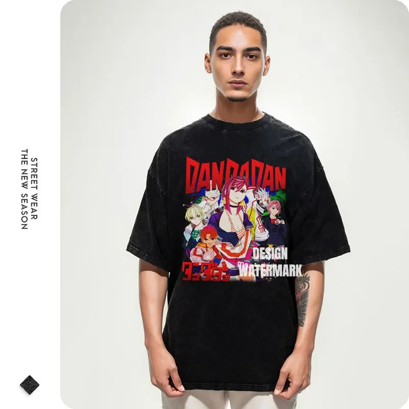 Anime Dandadan T Shirt Vintage Washed Dan Da Dan T-shirts Streetwear Manga Ayase Momo Takakura Ken Tops Tees Men Girl 100%Cotton image 5