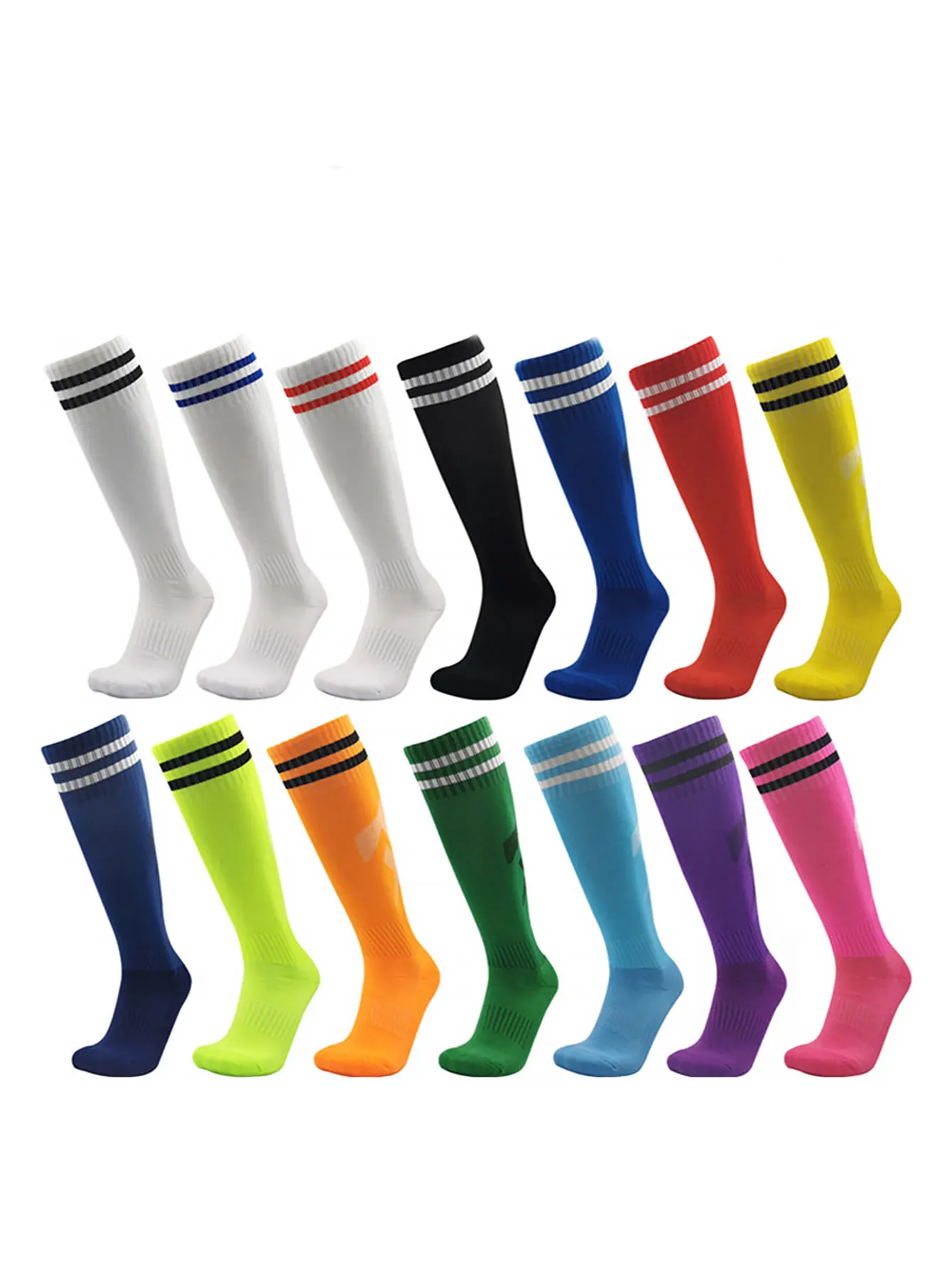 2 pairs of adult football socks, men's long non slip knee high socks, student training, competition sports thin socks