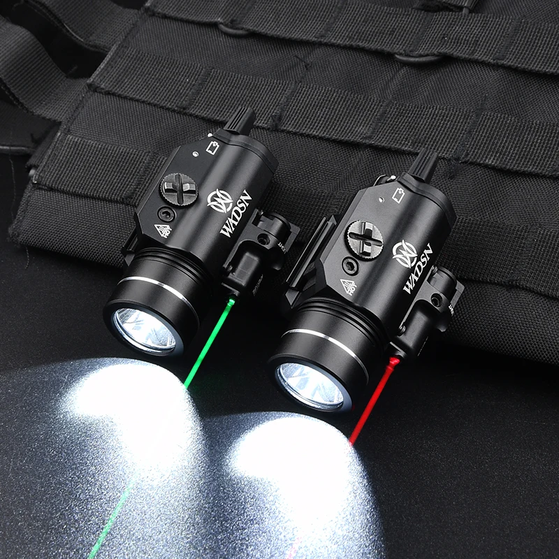 NEW Flashlight T-1 HL Hanging Pisto Lamp Red Green Laser Scout Light 800Lumens Strobe White LED Spotlight Fit 20MM Rail G 17 18