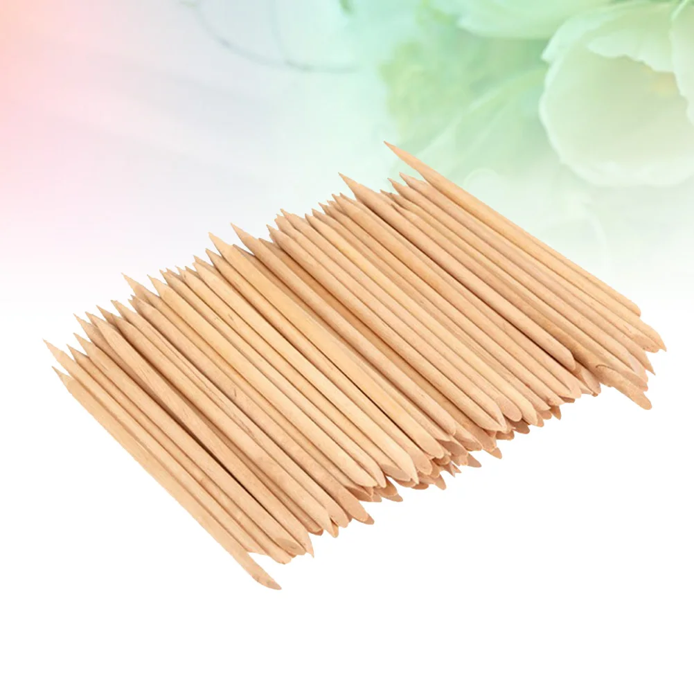 

200pcs Wood Sticks Cuticle Pusher Remover Dead Skin Grinder Nail Art Tool Manicure Pedicure Orange Stick Home Professional Use