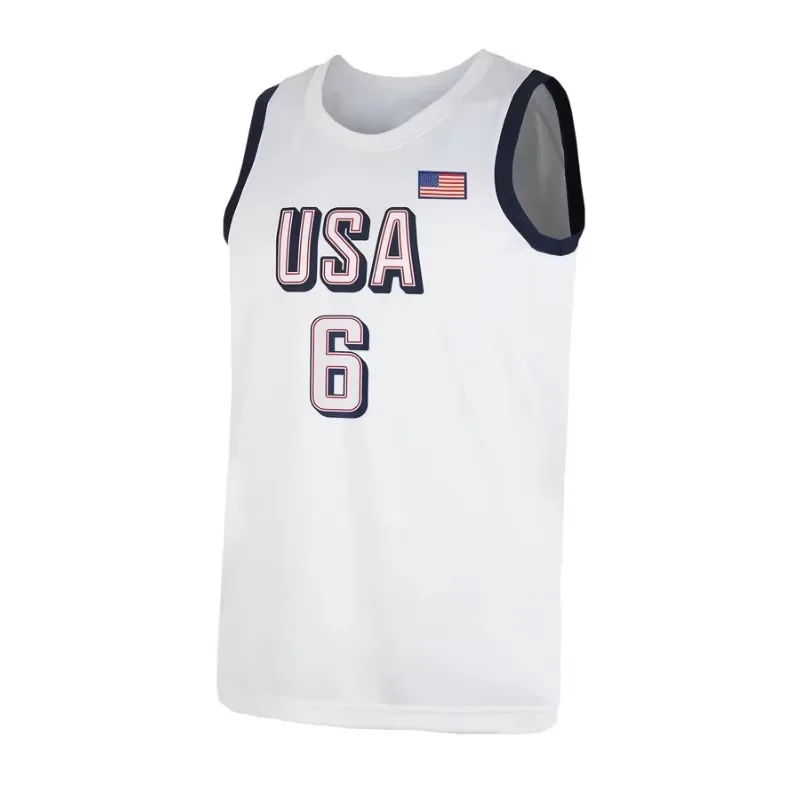 Boyfriend Style Men's USA 6 Embroidered Basketball Jersey Sleeveless Sportswear Breathable Tank Top Gym Clothes Men Clothing