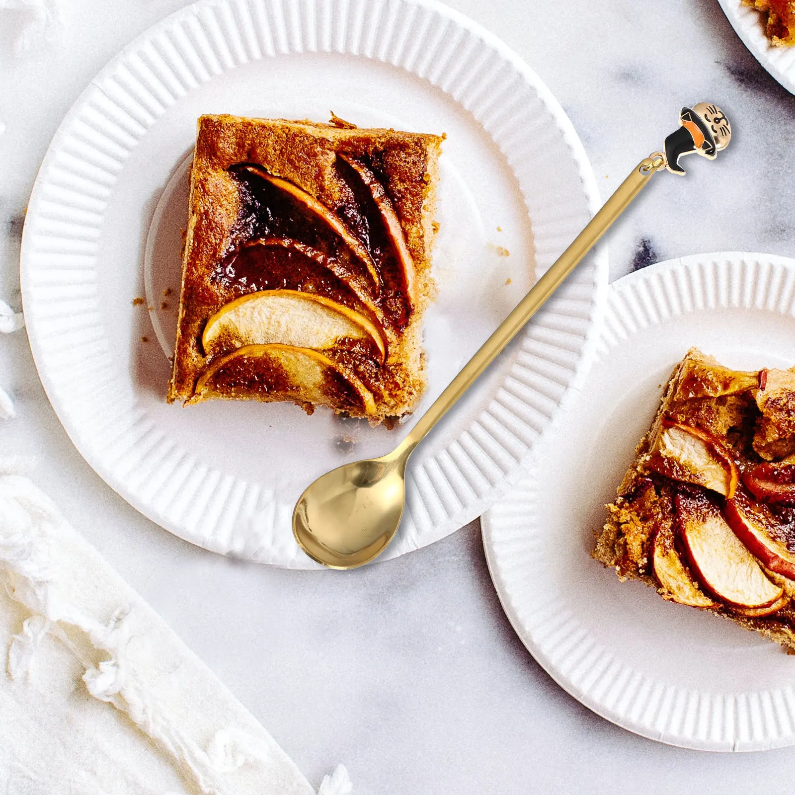 

4 Pcs Dessert Forks and Spoons Halloween Pendant Gold Serving Small Coffee Stainless Steel Pumpkin