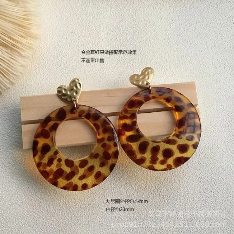 5pcs Translucent Geometric Circle Oval Leopard Frame Resin charms for DIY Jewelry Making Hollow Waterdrop Earrings Accessories