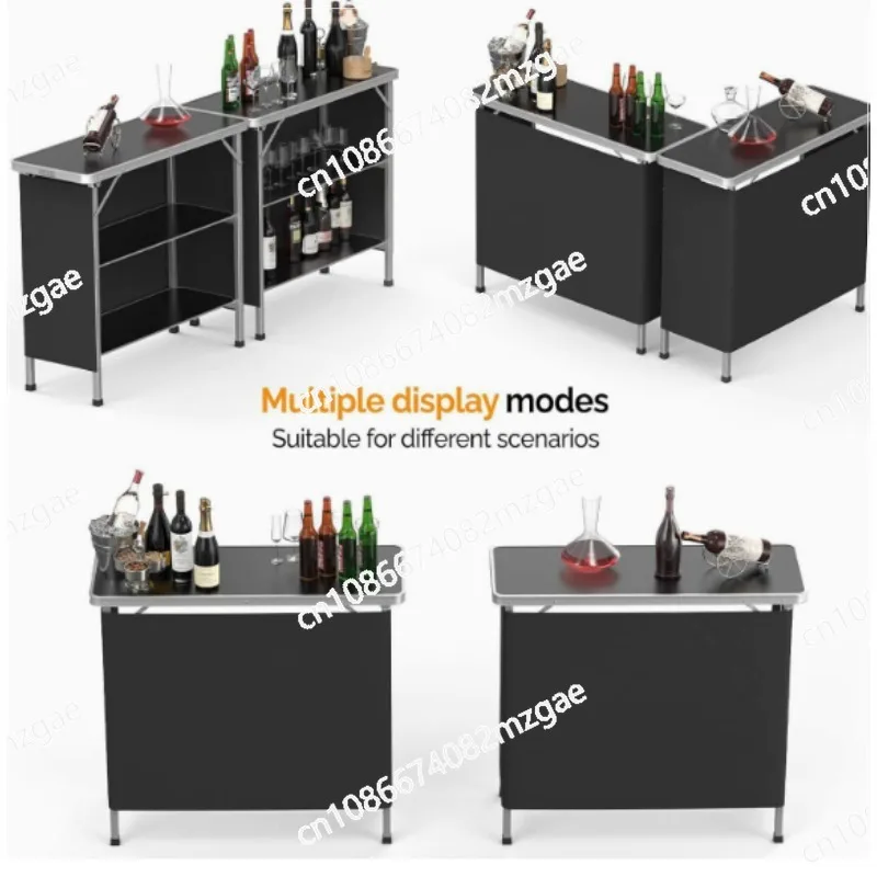 Portable party bar table Suitcase storage function Folding bar table with cloth