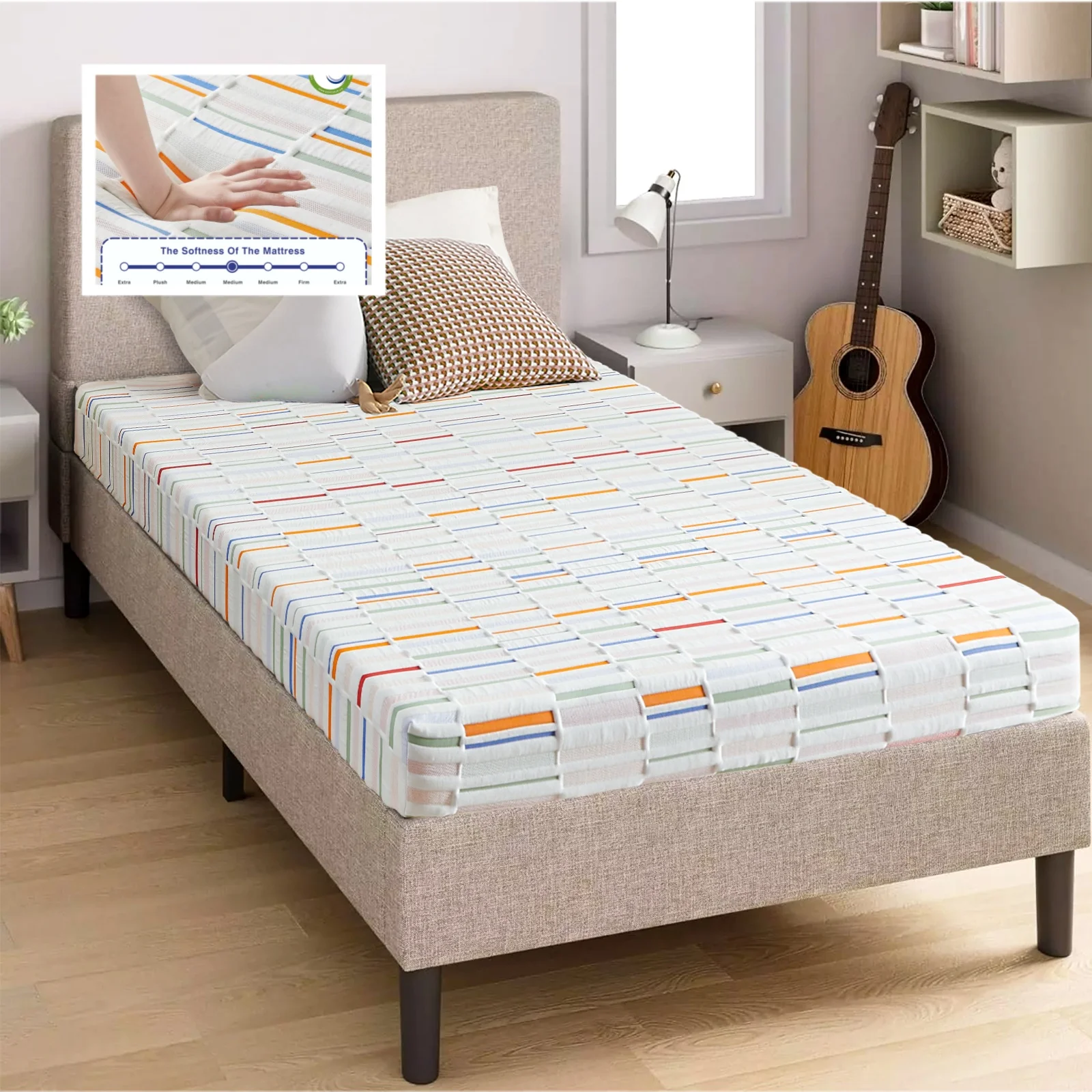 6 inch Cooling Breathable Bed Mattress Memory Foam Breathable For Back Pain Relief 80 x 39 INCH