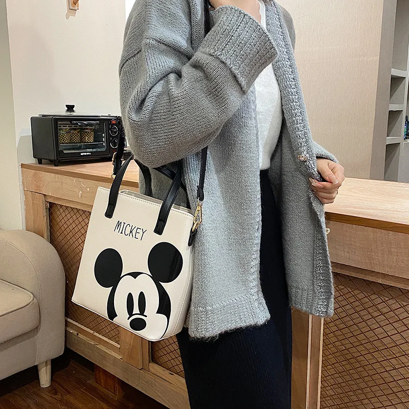 Disney Mickey Mouse กระเป๋าถือ Crossbody กระเป๋าการ์ตูนตัวเลข PU กระเป๋าสะพายกระเป๋าเป้สะพายหลัง Tote กระเป๋าผู้ใหญ่ผู้หญิงคริสต์มาสของขวัญ