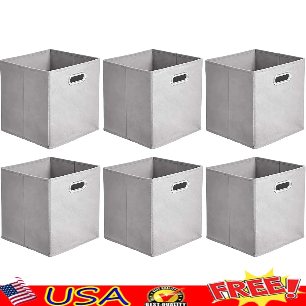 

Складные контейнеры-органайзеры для хранения, 6 упаковок, эффективные тканевые контейнеры-кубы с ручками, экономия места для домашнего офиса