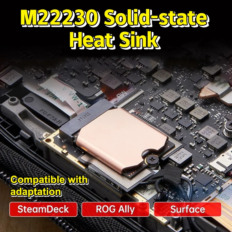 

1Set Copper Heatsink M.2 Hard Disk Cooling Radiator M.2 2230 Solid State Drive Thermal Cooler For Steam Deck Console Accessories