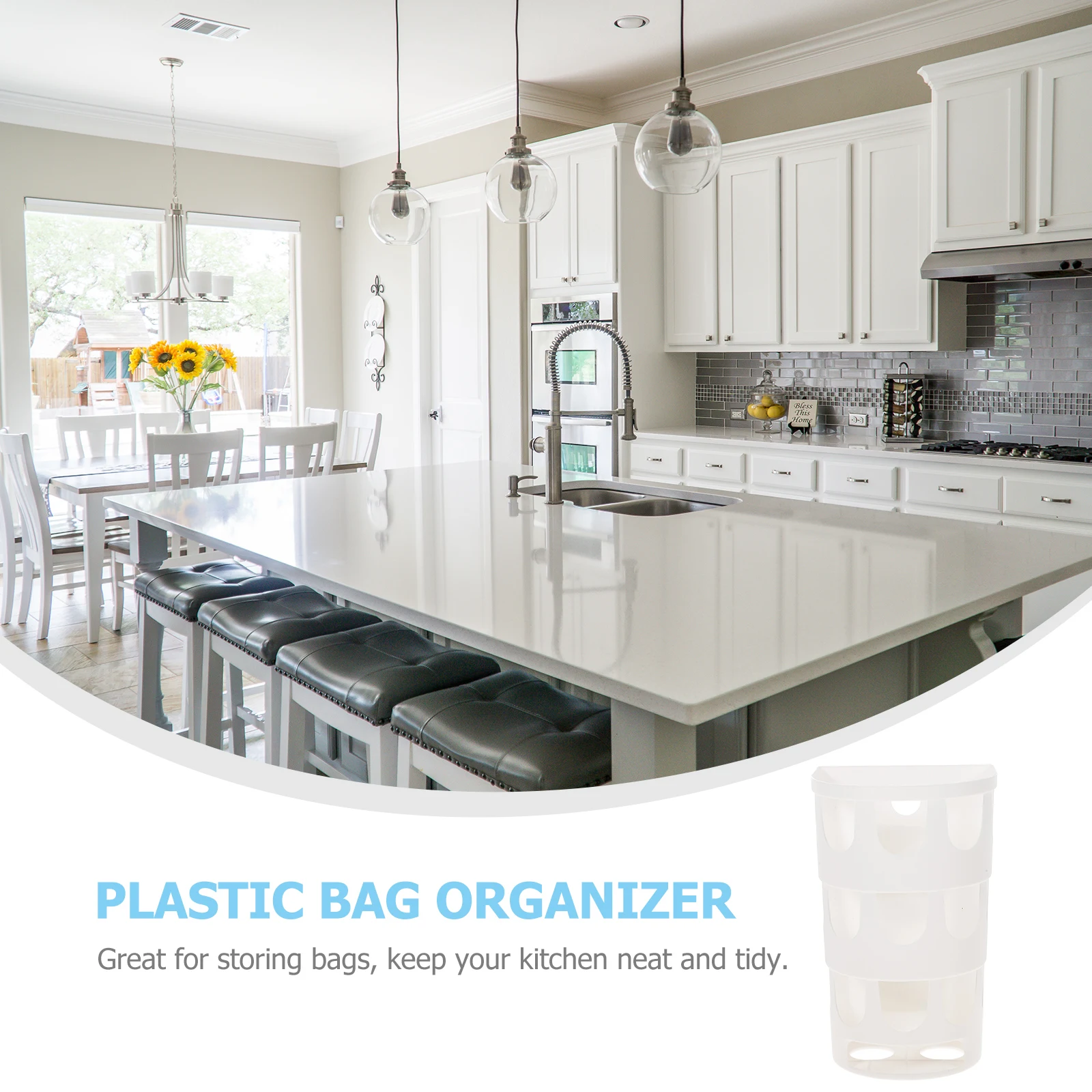 

Vinyl Storage Rack 15 Holes Bag Dispenser Home Plastic Trash Bags Holder Kitchen Accessories Lightweight Easy Install