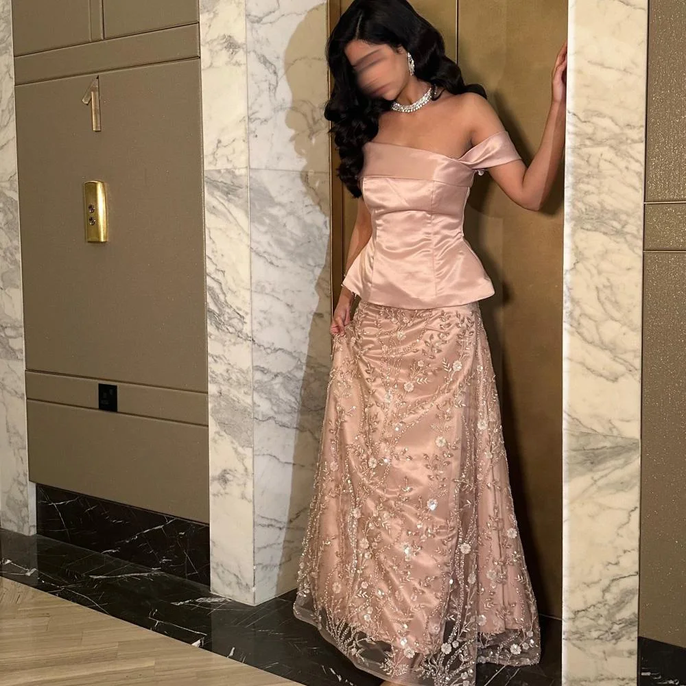 Customized Off the Shoulder Satin and Tulle Evening Dress High Quality Flowers Special Occasion Gowns Elegant Celebrity Dress image 4