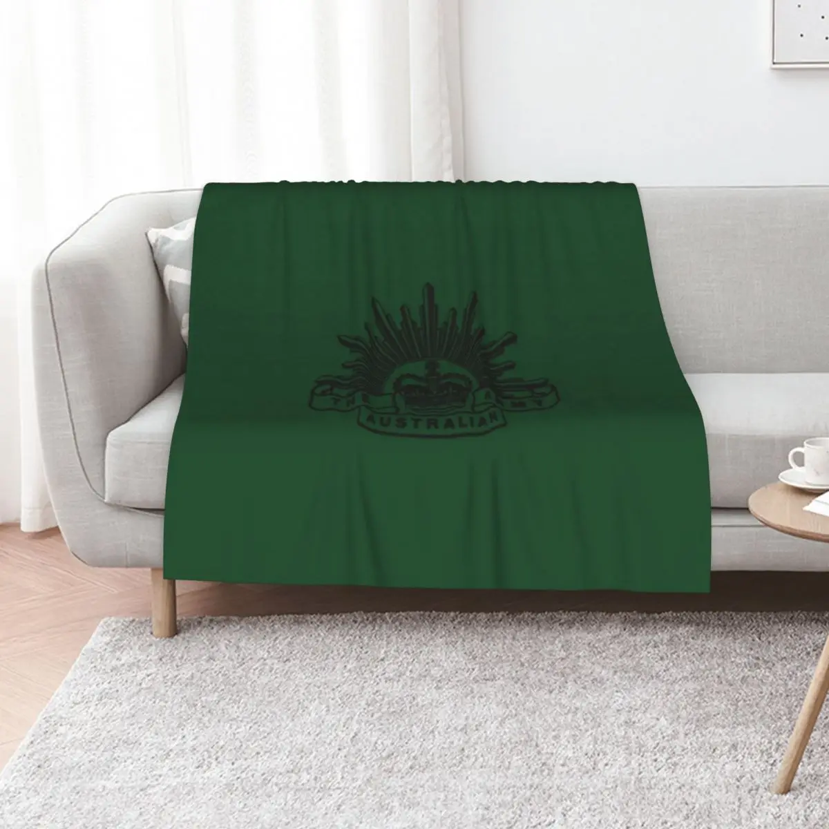Australian Army Rising Sun Black & White Throw Blanket Flannel Fabric Hairys Luxury St Hairy Vintage Blankets
