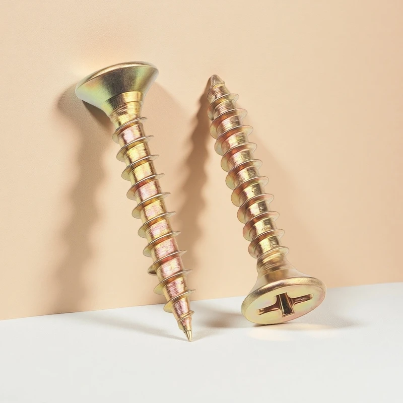 M3 M3.5 M4 M5 Cross Flat Head Wood Screws Construction Screws Yellow Zinc Plated Self Tapping Wood Screws For Cabinet Fiberboard