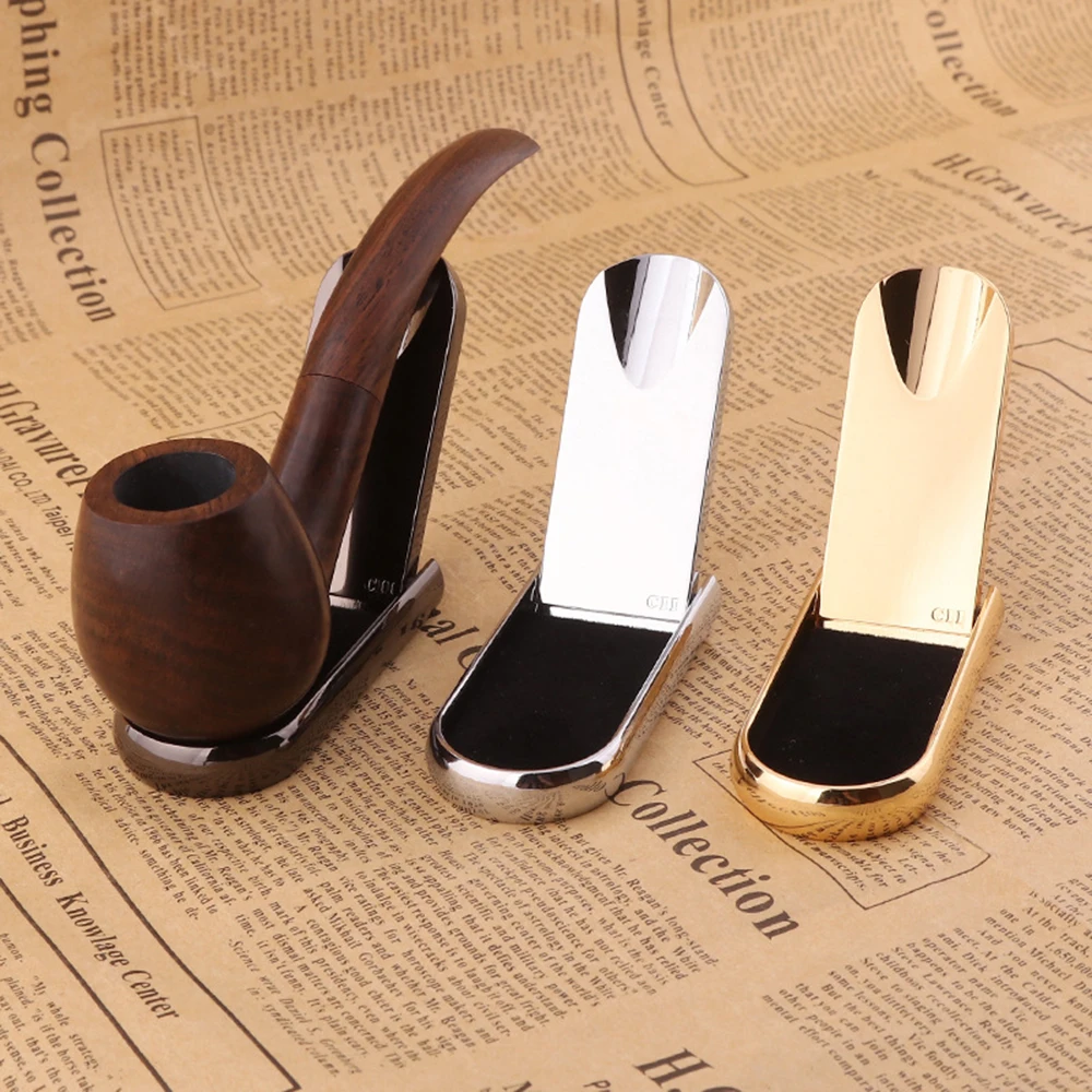 Stainless Steel Smoking Pipe Holder Portable Clamshell Tobacco Pipe Display Stand Rack Smoking Accessories