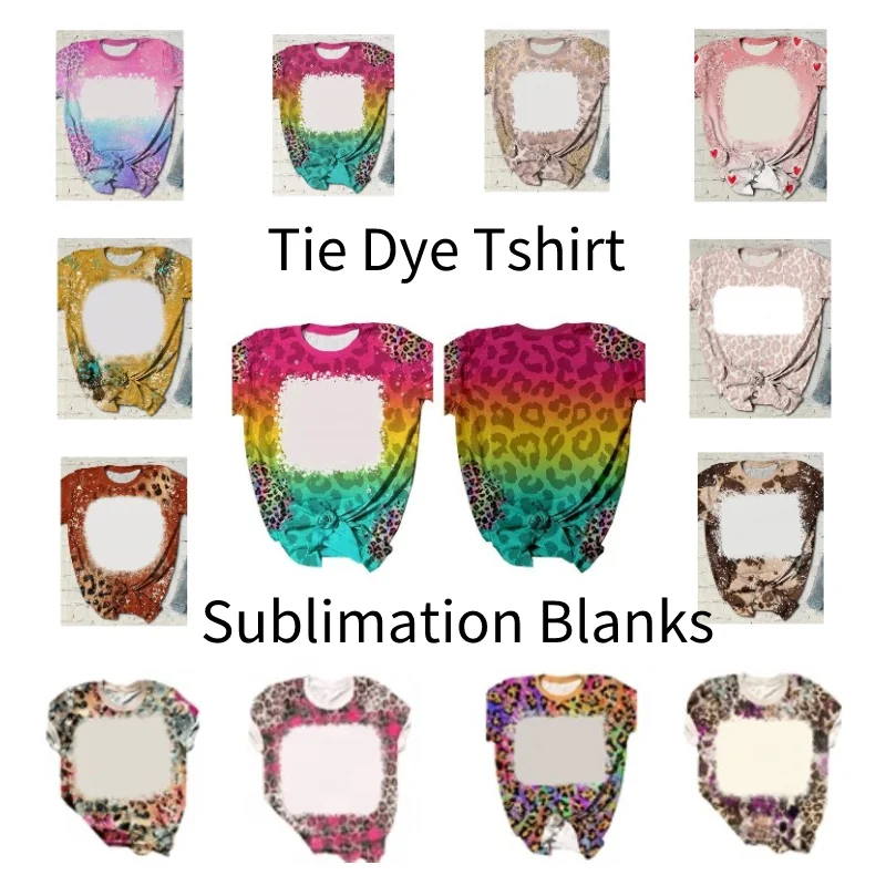 Sublimation Blank Tie Dye Tshirts Tee Tops T-Shirt Thermal Transfer Blanks Short Sleeve Clothes For DIY  Custom Printing Logo